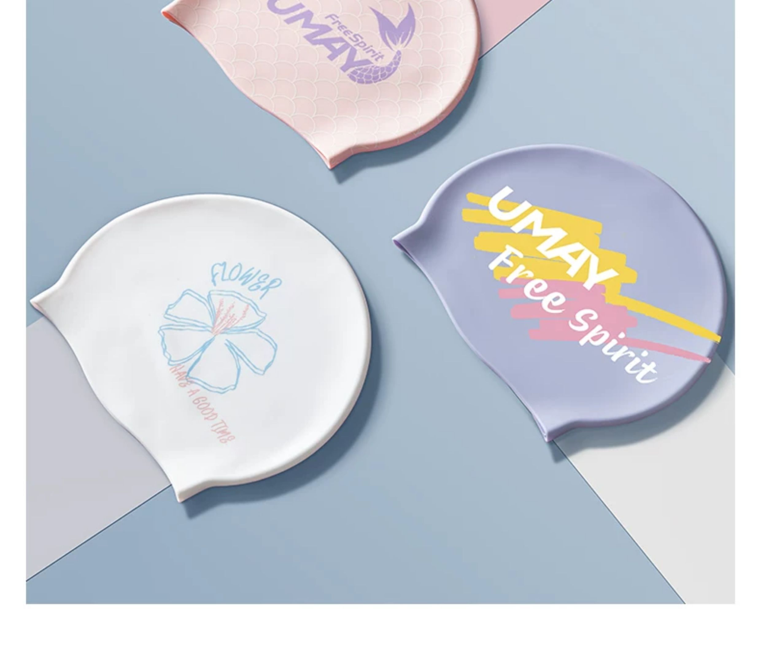 【Expédition directe de Hong Kong】 Yami Chapeau de natation en silicone, Fleur de soie, 1 pièce, antibactérien et imperméable
