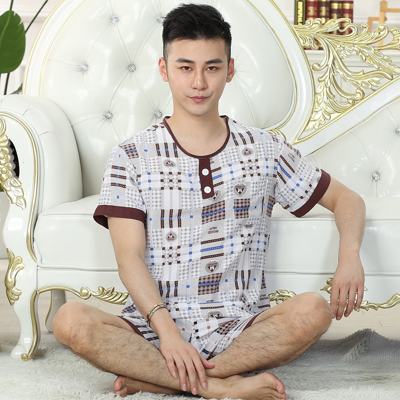 mỡ bông nhân tạo để tăng bộ đồ ngủ mens mùa hè tay áo ngắn quần cotton lụa pajama scariest trẻ không thường xuyên về nhà mặc.