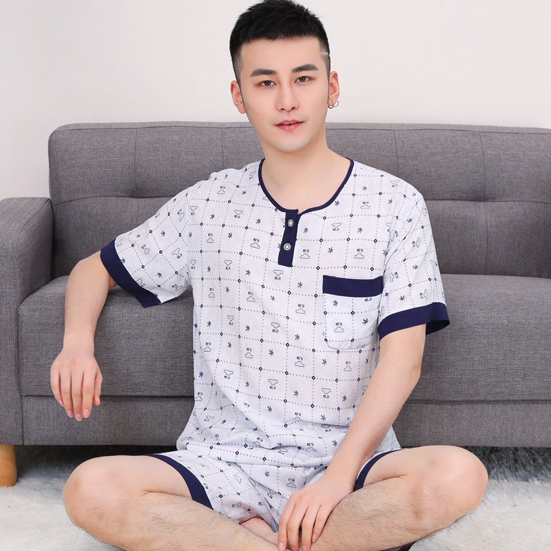 mỡ bông nhân tạo để tăng bộ đồ ngủ mens mùa hè tay áo ngắn quần cotton lụa pajama scariest trẻ không thường xuyên về nhà mặc.