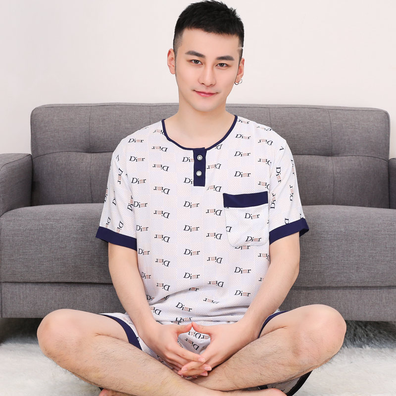 mỡ bông nhân tạo để tăng bộ đồ ngủ mens mùa hè tay áo ngắn quần cotton lụa pajama scariest trẻ không thường xuyên về nhà mặc.