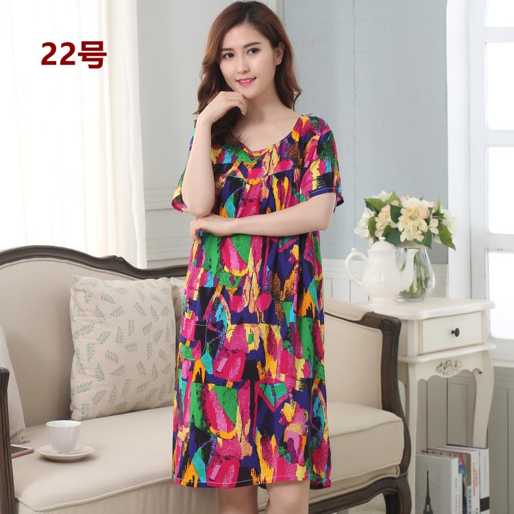 Đặc biệt hàng ngày mùa hè bông nhân tạo mẹ ngắn- tay nightdress cộng với phân bón để tăng trung niên đồ ngủ phụ nữ bông lụa phụ nữ mang thai