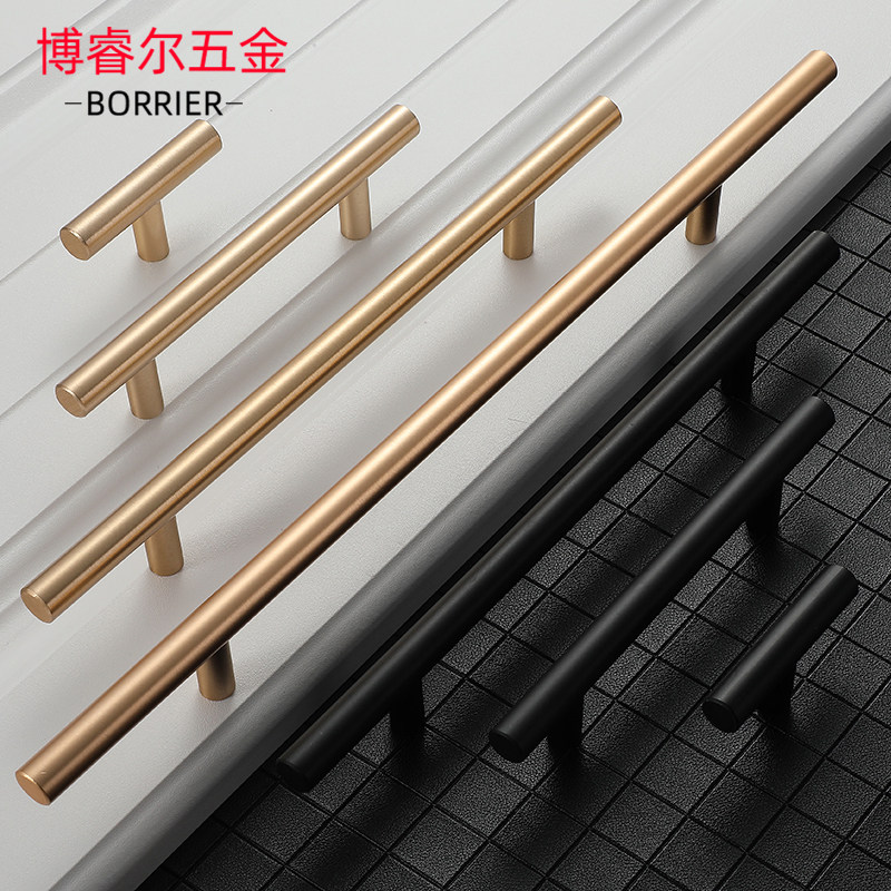 Nordic light luxury gold lengthened handle cabinet shoe cabinet drawer aluminum alloy black large wardrobe door handle modern simplicity