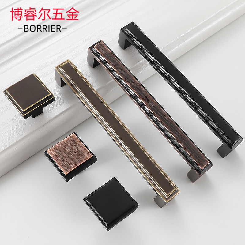 Modern simple solid brass dumb black hand green red palace clothes hanging bookcase drawer door handle hole