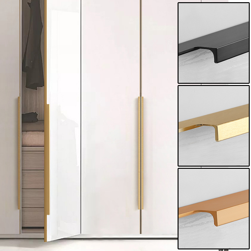 F-style slot-free invisible wardrobe door extension handle cabinet drawer edge sealing F-type aluminum alloy one door to top handle