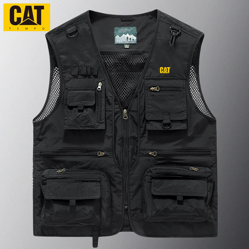 Summer Thin Vest Cat Men's Multi-Pocket Hiking Photography Fishing Jacket V-Neck Large Size Vest