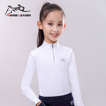 Summer Childrens equestrian long sleeve T-shirt stand-up collar Riding Speed Dry Collar Long Sleeve Female Equestrian Clothing Men