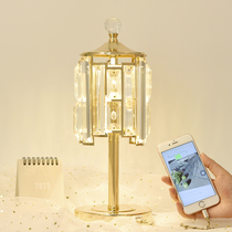 Light luxury crystal lamp bedroom bedside lamp Nordic ins girl master bedroom lamp creative warm European luxury