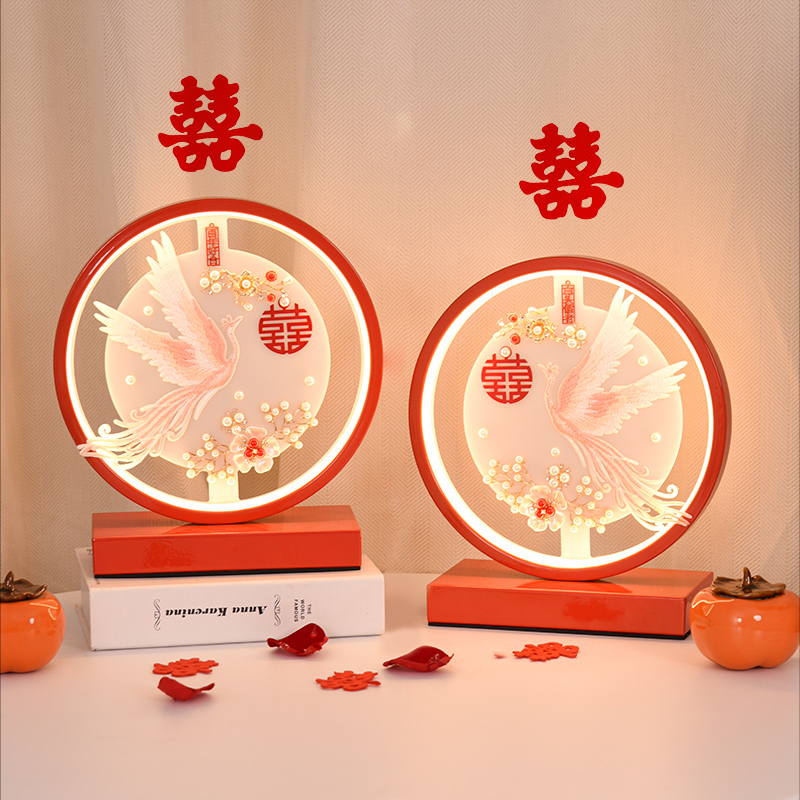 Wedding Table Lamp Wedding house headlights bride accompanied by a table lamp Changming light a pair of red lights new wedding gift newcomer-Taobao