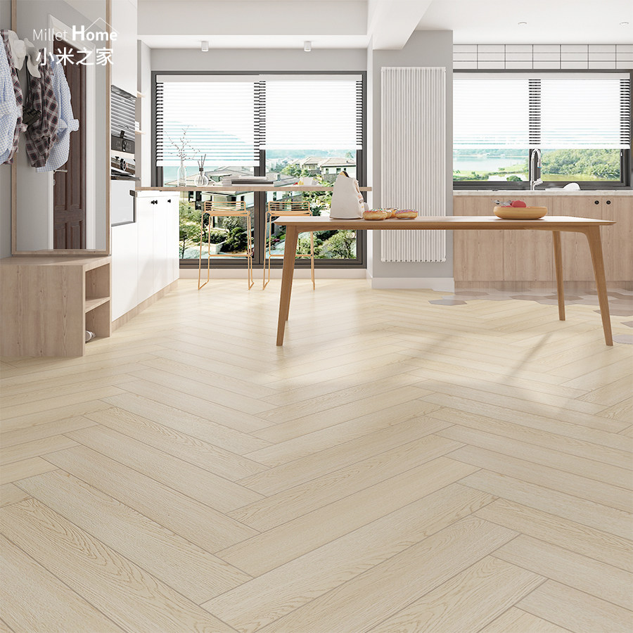 Cream Wind Original Wood Color Herringbone Parquet Bones Parquet Nordic Style Home Environmental Protection Waterproof Reinforced Composite Wood Flooring