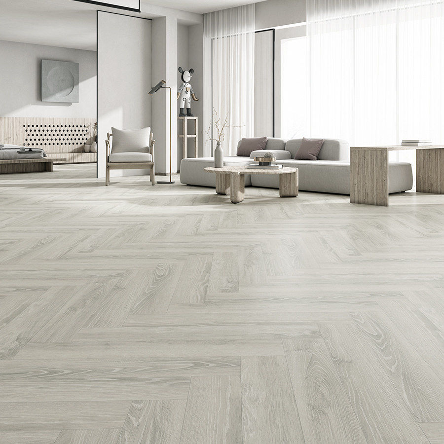 Grey Herringbone Parquet Bones Parquet Wood Floor 12mm Parquet Reinforced Composite Floor Home Environmentally Friendly Wear and Wear Clothing Shop