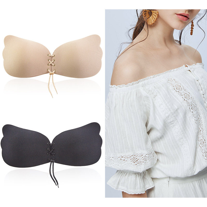 Front buckle strapless underwear female invisible bra bra silicone non-slip gathered tube top wedding dress chest stickers beautiful back summer