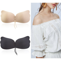 Front buckle strapless underwear womens invisible bra silicone non-slip gathered bandeau wedding dress chest patch beautiful back summer