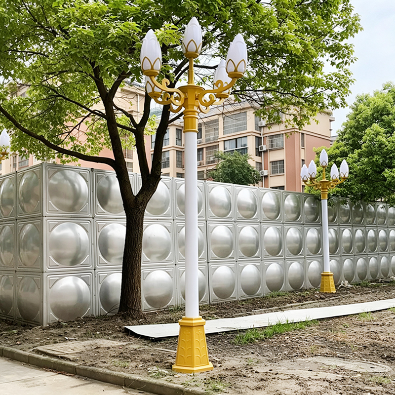 Outdoor High-Pole Yellow Chinese Lantern 5.6m 8-Branch 9-Flame Magnolia Lantern 5-Head Landscape Light Garden Light Magnolia Lampshade