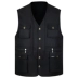 Trung niên nam quân đội áo vest xanh vai vest đôi nam nhiều túi bạn đời cha tải túi vest - Dệt kim Vest Dệt kim Vest