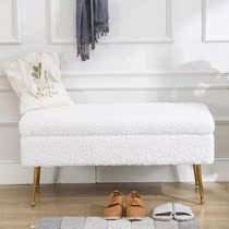 Nordic simple bed tail stool white lamb cashmere shoe changing stool bedroom B & B living room bed end stool