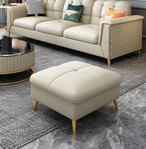 Simple modern leather Home shoe stool designer cloakroom living room light luxury beige single pedal sofa stool