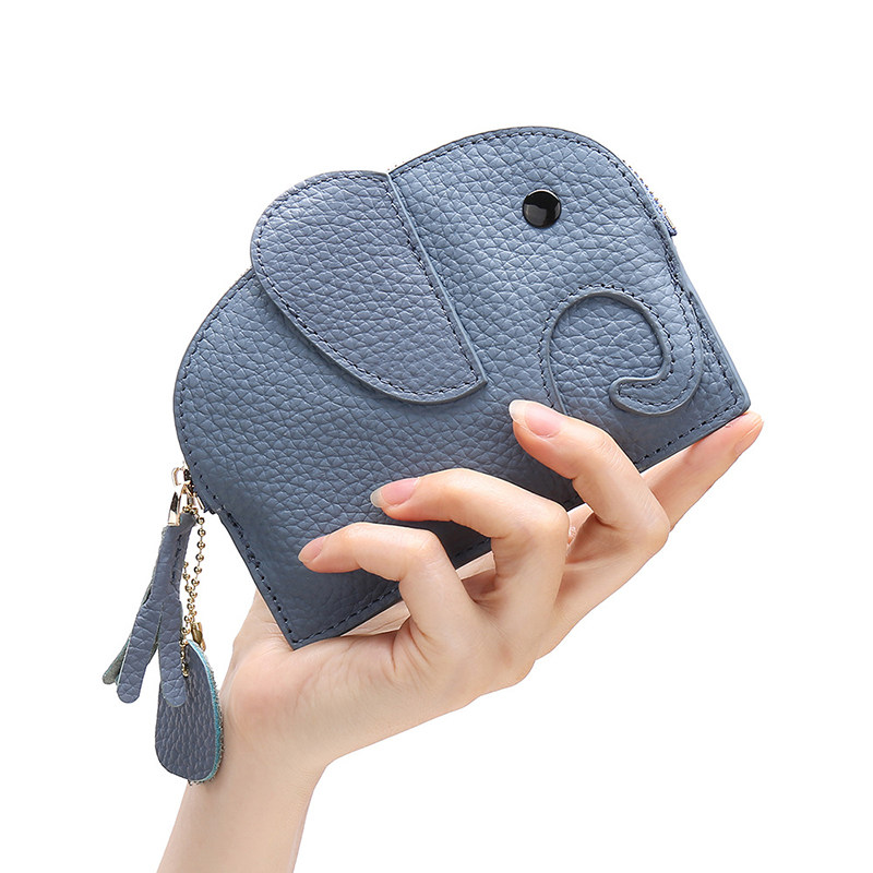 Genuine leather coin purse women's short style multifunctional pull chain key bag Japan Korea cute mini cowhide creative coin bag
