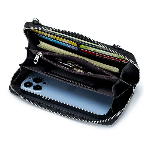 Маленькая универсальная небольшая сумка, сумка через плечо, бумажник, из натуральной кожи, сенсорный экран