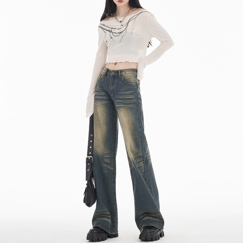 Ретро джинсы, штаны для отдыха, в американском стиле, свободный прямой крой