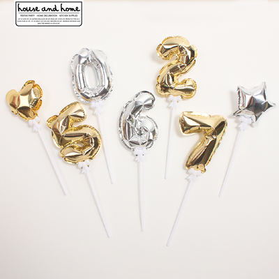 4-inch mini handheld balloon birthday number aluminum film self-inflating ball ins cake insert card first birthday party fairy wand