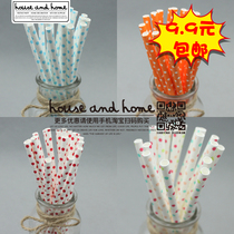 Disposable paper straw color creative kindergarten handmade small polka dots cute dessert table environmental fruit juice drink