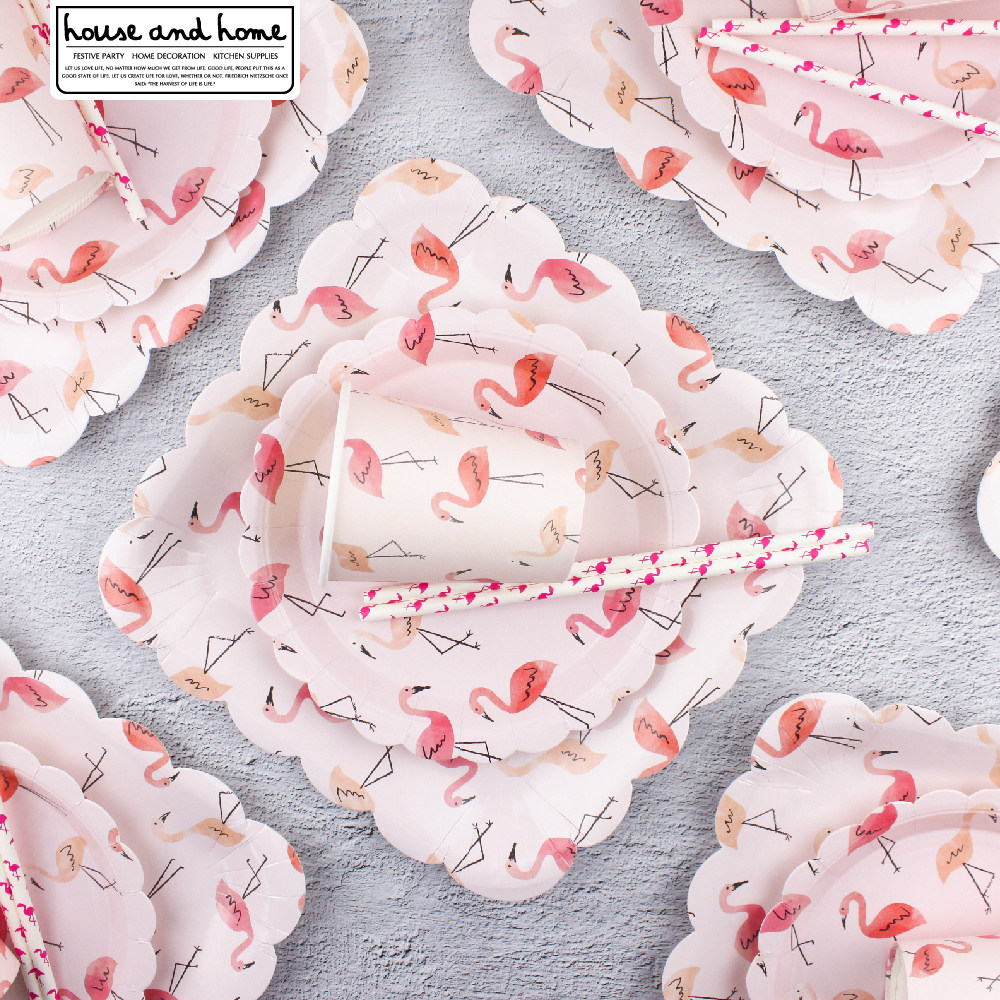 ins wind disposable environmentally friendly picnic with colorful paper disc birthday party sweet taster flaminke cake paper saucer