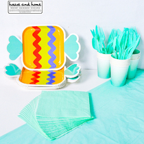 ins candy shape childrens birthday party dinner plate decoration set thick cake tableware picnic disposable paper plate