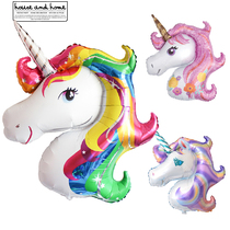 Large Polly Horse Head Unicorn Unicorn Color Purple Aluminum Film Birthday Theme Party Arrangement Decorative Balloon