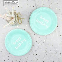 Felice fazy disposable birthday paper plate baby green cutlery dish color hipster ins Nordic style
