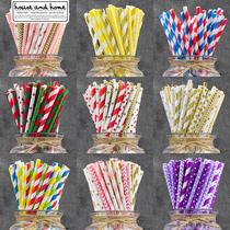 Paper straw disposable environmentally friendly biodegradable net red Creative straw thick color striped milk tea juice