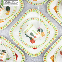 Felice fazy disposable paper plate cartoon pattern cactus tree wild tableware bobbing baby dessert table