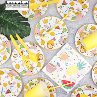 New disposable paper plate, cartoon fruit cake, paper dish, kindergarten baby party, colorful and cute picnic tableware