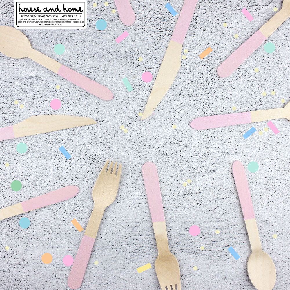 Felice Fazy disposable wooden knife fork spoon wood cutlery picnic outdoor party sweet taster