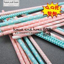 Color disposable paper straw wedding banquet dessert table ins Wind girl healing juice drink straw Children DIY