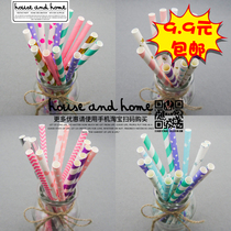 Paper straw eco-friendly color pink blue striped stars creative Christmas party wedding dessert table art decoration