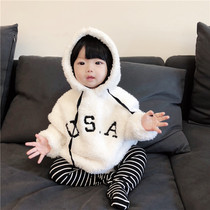 Foreign style baby children cute plush lint one-piece sweater men and women baby autumn and winter bag fart climbing clothes Autumn and winter