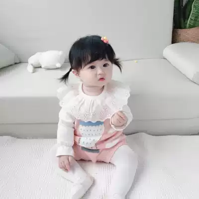 Spring and autumn new product women's baby knitted baby bag jacket pure cotton hot air balloon climbing suit 3-6-9 jacket bag fart jacket