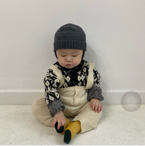 Демисезонный осенний свитер для мальчиков, детский кардиган, комбинезон, штаны, комплект, в западном стиле