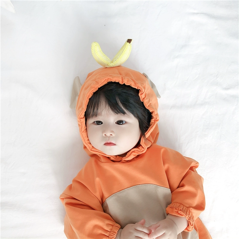 mùa thu mới bé sơ sinh Hàn Quốc dễ thương phim hoạt hình mũ trùm đầu áo len jumpsuit ra - Áo liền quần