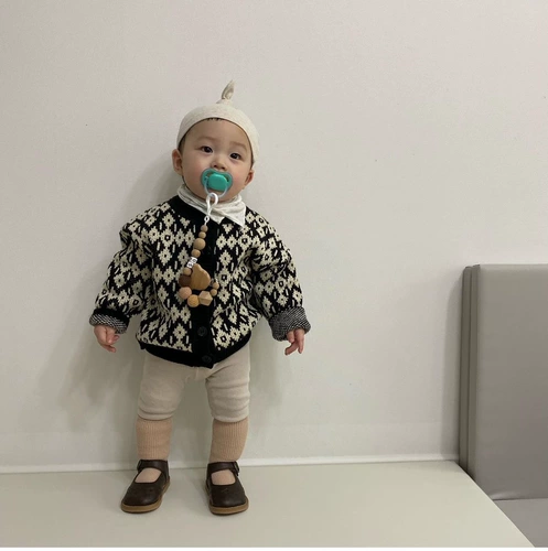 Демисезонный осенний свитер для мальчиков, детский кардиган, комбинезон, штаны, комплект, в западном стиле