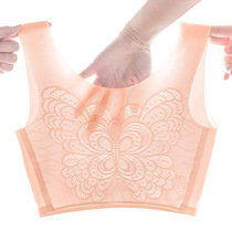 Beautiful back female size 200 pounds no traceless underwire vest type gathering to close the pair of cream thin sleep sports bra