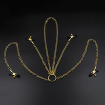 Golden adult products Mimi breast clip sm bondage toy metal clitoris clip 4 iron chain taste punishment