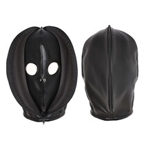 Adult products headgear with exposed eyes leaky mouth zipper double mask sm female cover