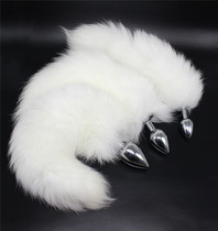 Back Court white fox tail anal stuffing sm torture adult sex toys want fairy metal utensils feather couple