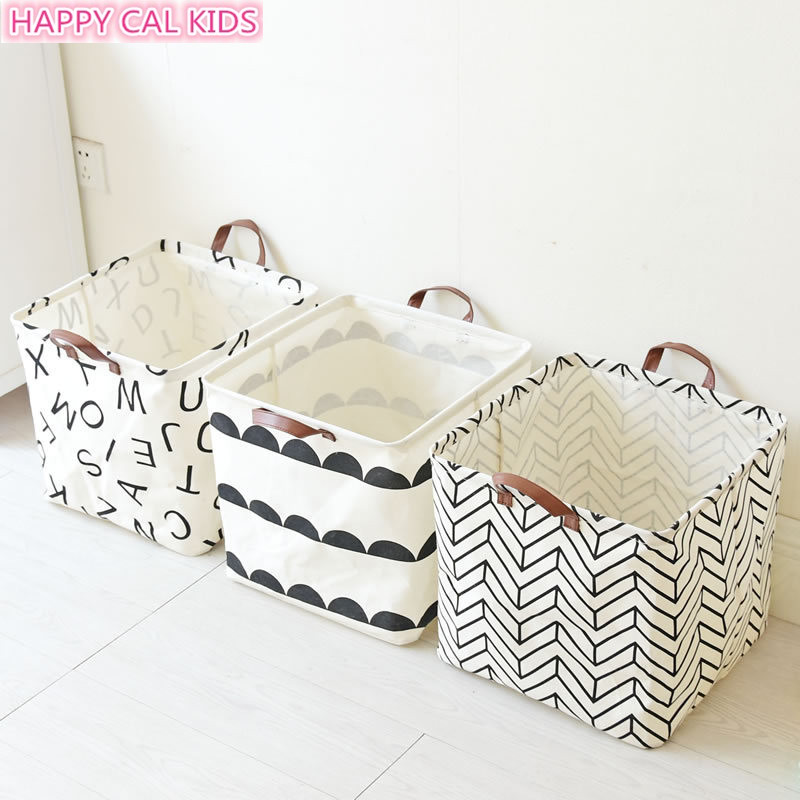 Nordic storage basket black and white letters semi-circle wheat ears ins household dirty clothes basket children's toy box waterproof finishing basket