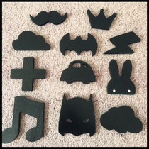 ins childrens room bedroom White Rabbit Batman mask cloud car black boy decoration wooden adhesive hook