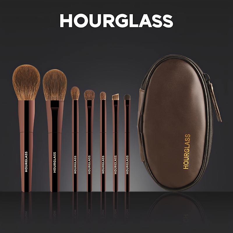Hourglass Mini 7-Piece Makeup Brush Travel Ultra-Portable Set Small Set of Eye Shadow and Foundation Complete Set of Eye Brushes