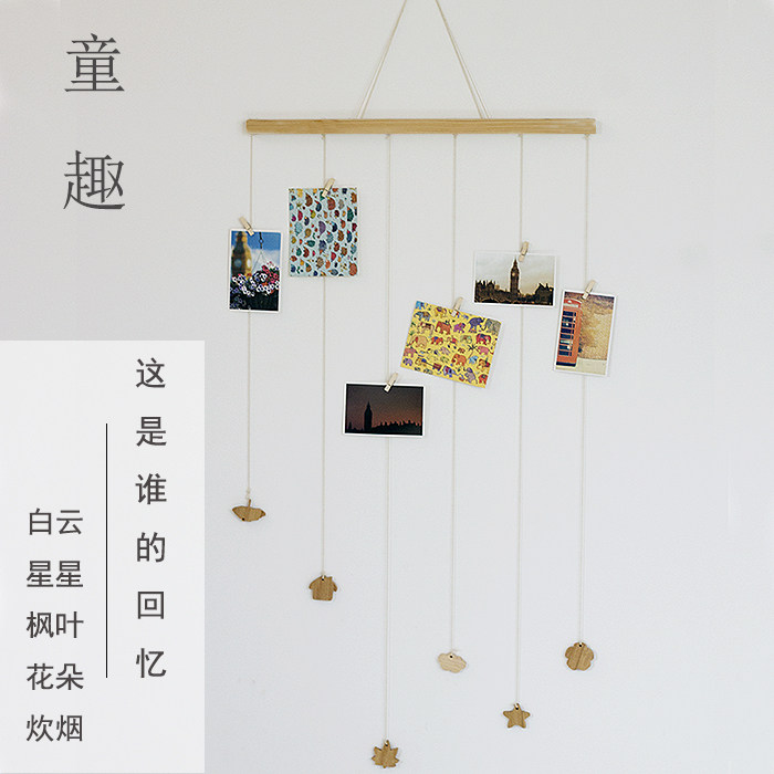 Eu Minimis Creative Hemp Rope Photo Wall Postcard Pat up Hung Dorm Room Children Room Small Fresher Decoration