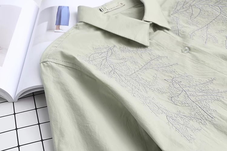 Cộng thêm phân bón XL 2018 xuân mới thêu áo cotton chất béo MM đáy áo sơ mi nữ 200 kg áo sơ mi trắng nữ công sở