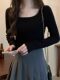 Petite Slim-Fit Square-Neck Long-Sleeve Inner T-Shirt for Women, 2025 Autumn New Basic Versatile Short Base Shirt